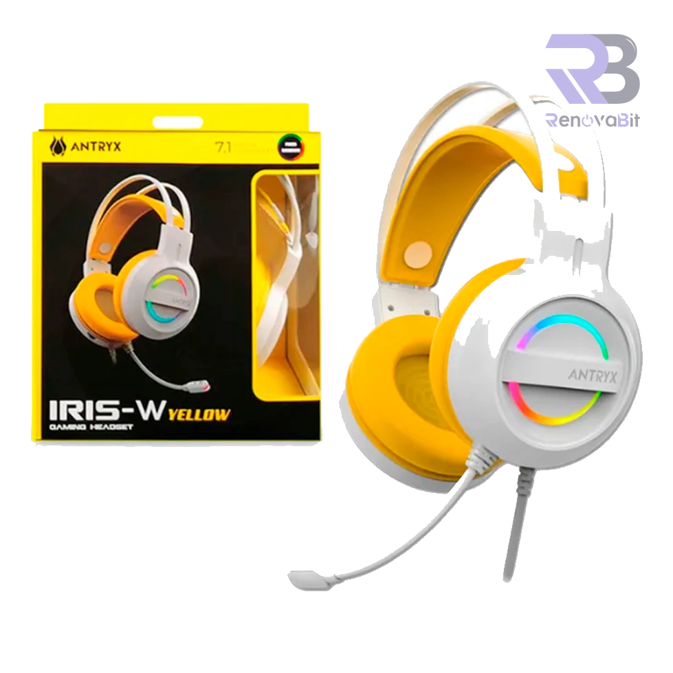 Audífono Antryx Iris-W Yellow 7.1 Virtual USB con Micrófono (AGH-7100WYW)
