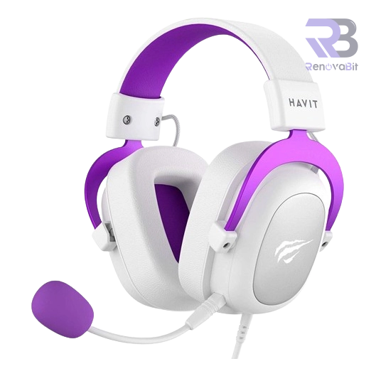 Audífono Havit H2002D Metal 3.5mm Blanco Morado