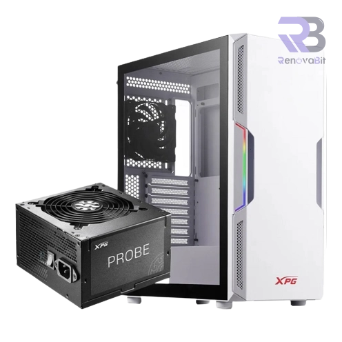 Case XPG StarkerCP White C/ Fuente 600W 80+ Bronze ATX Acrílico con Fuente Black