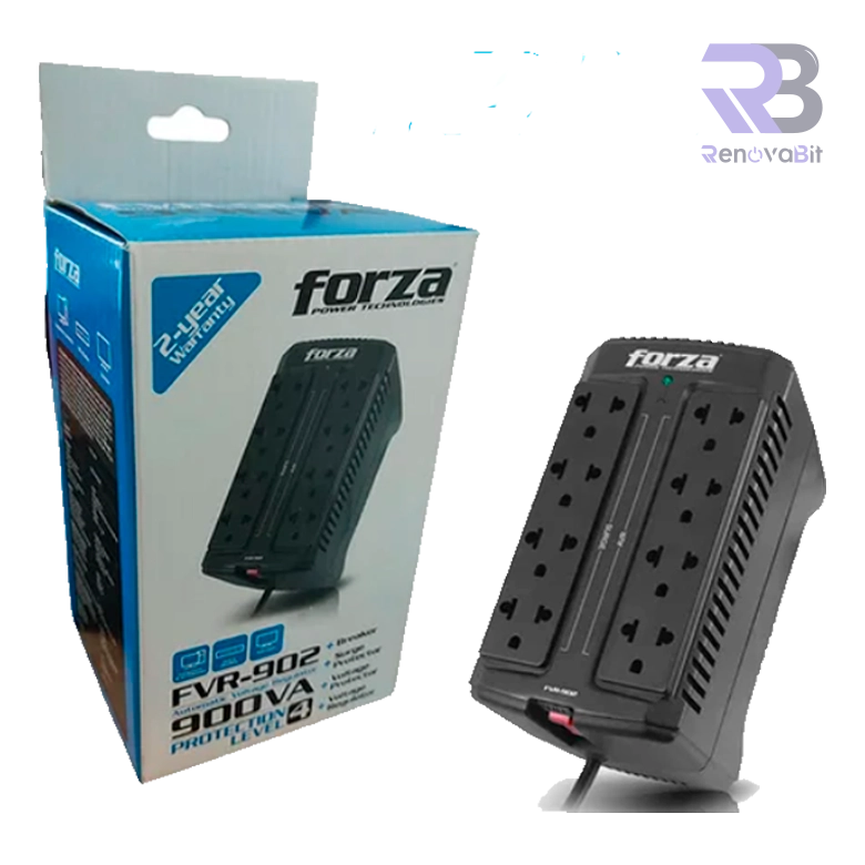 Estabilizador Forza FVR-902 900VA/450W 8Tomas Black