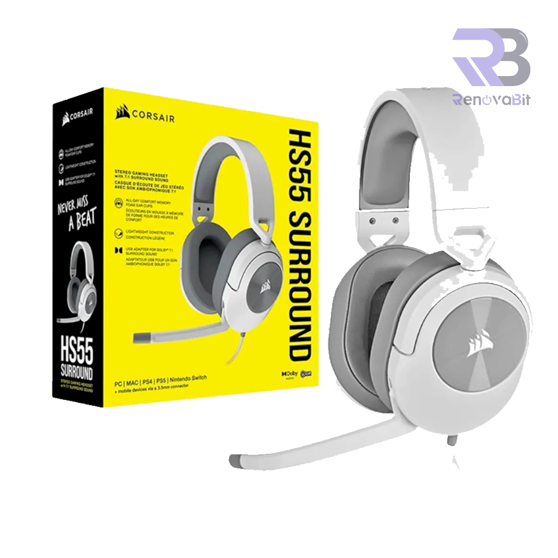 Audífono Gamer Corsair HS55 Surround White