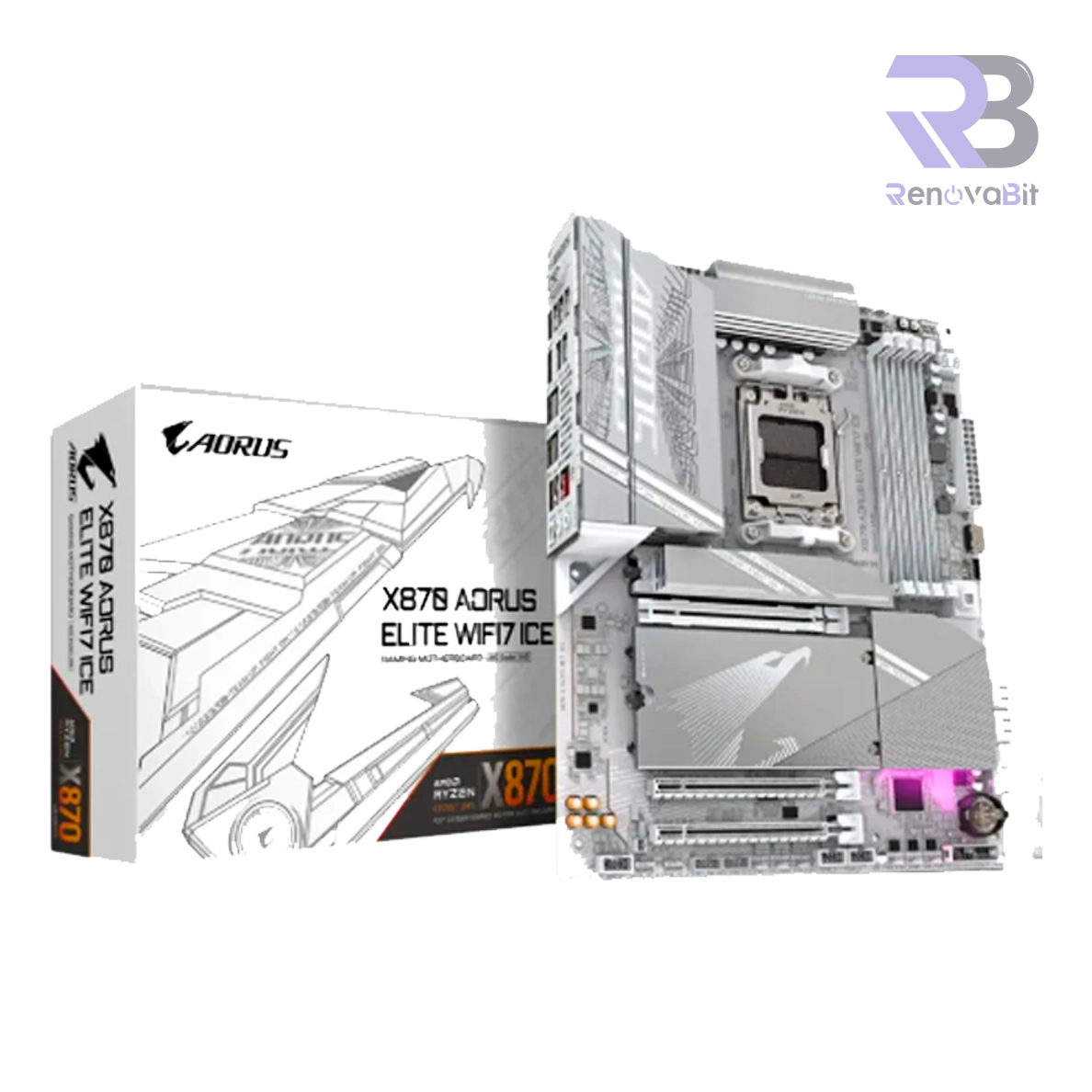 Placa Madre Gigabyte X870 AORUS Elite WiFi7 Ice