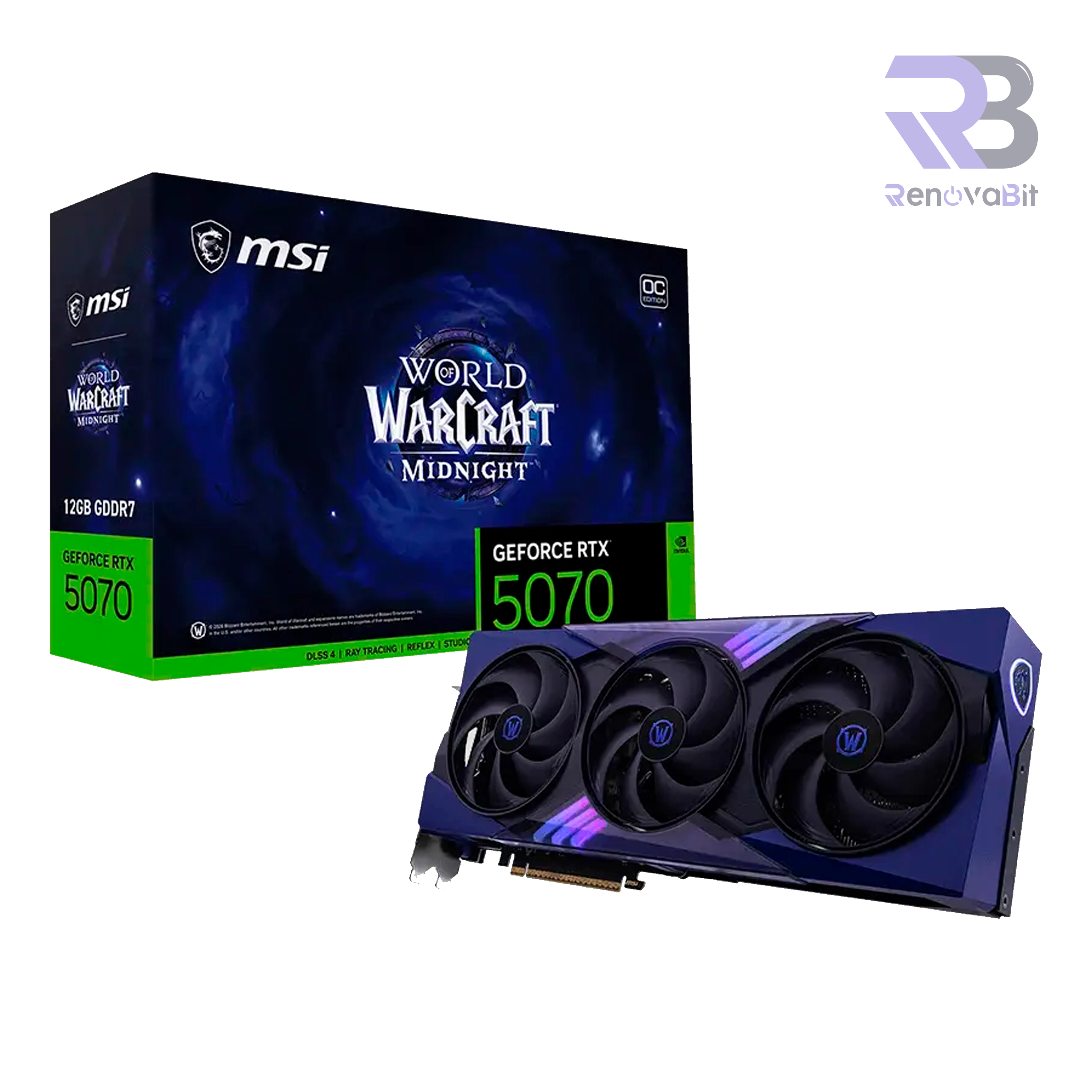 Tarjeta de Video MSI RTX 5070 World of Warcraft Midnight Void Edition 12GB GDDR7 OC