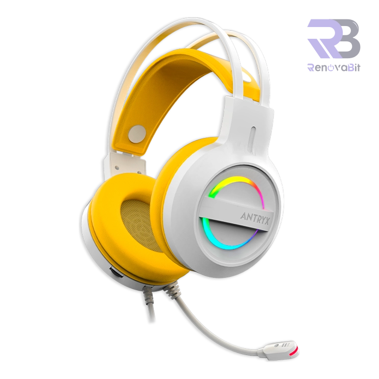 Audífono Gamer Antryx Iris-W 7.1 Blanco Amarillo