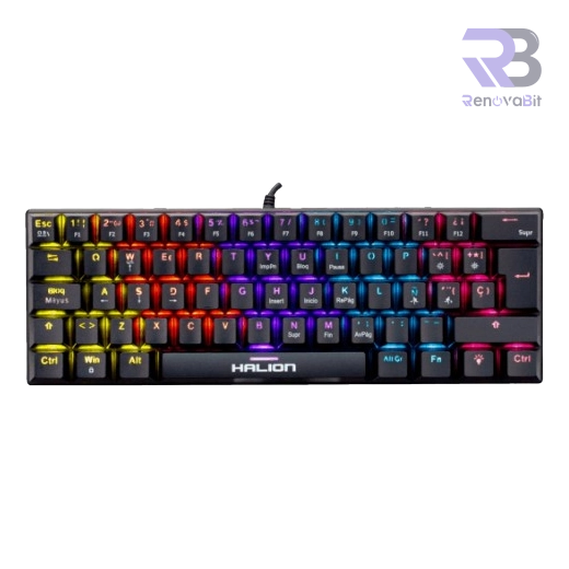 Teclado Halion Mecánico KM201 Comanche 62 Teclas Rainbow Red Switch