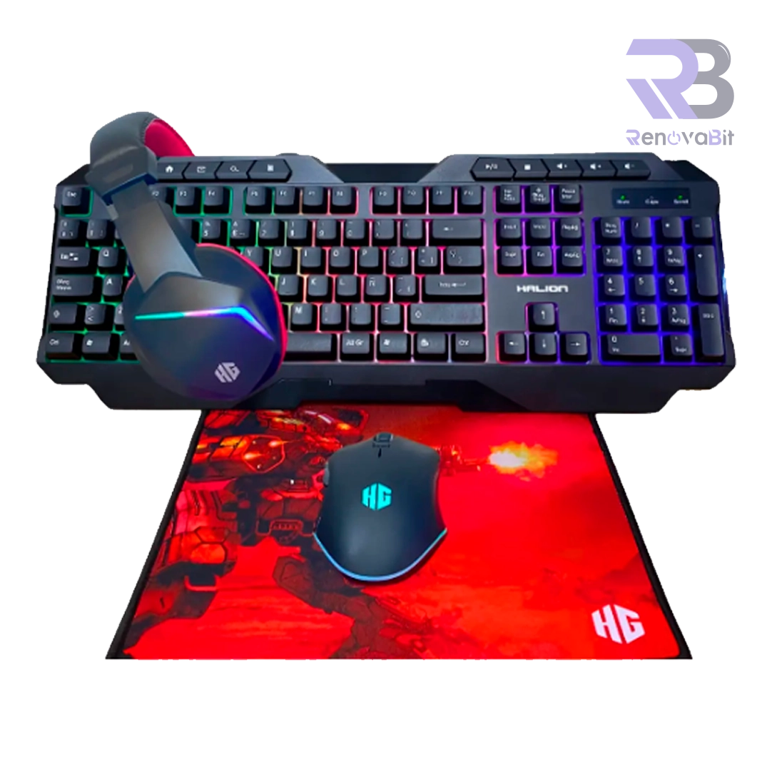 Kit Gamer Halion Mercury HA-404C 4 en 1 Teclado + Mouse + Auricular + Pad
