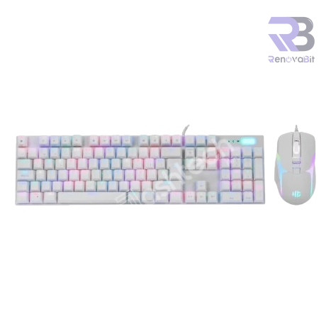 Kit Gamer Halion Teclado Mecánico + Mouse Gamer Damond HA-863C White Switch Red RGB