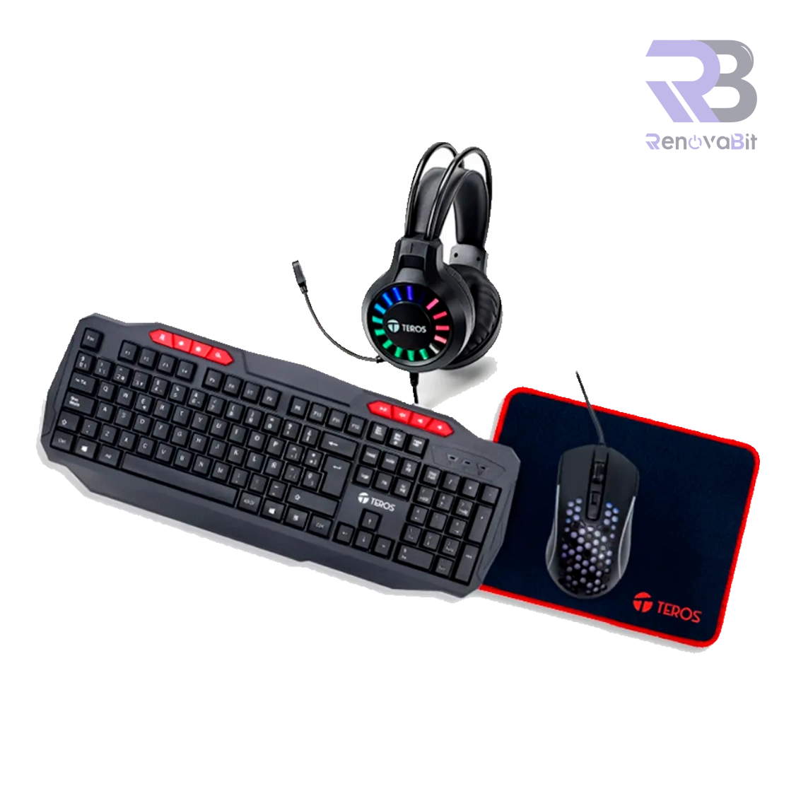 Kit Gamer Teros TE-5014S 4 en 1 Teclado + Mouse + Auricular + Pad