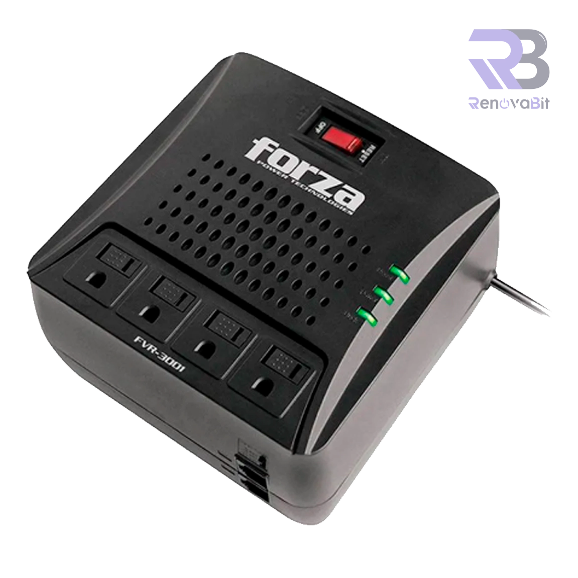 Estabilizador Forza FVR-3002 3000VA 1500W 4 Tomas Black